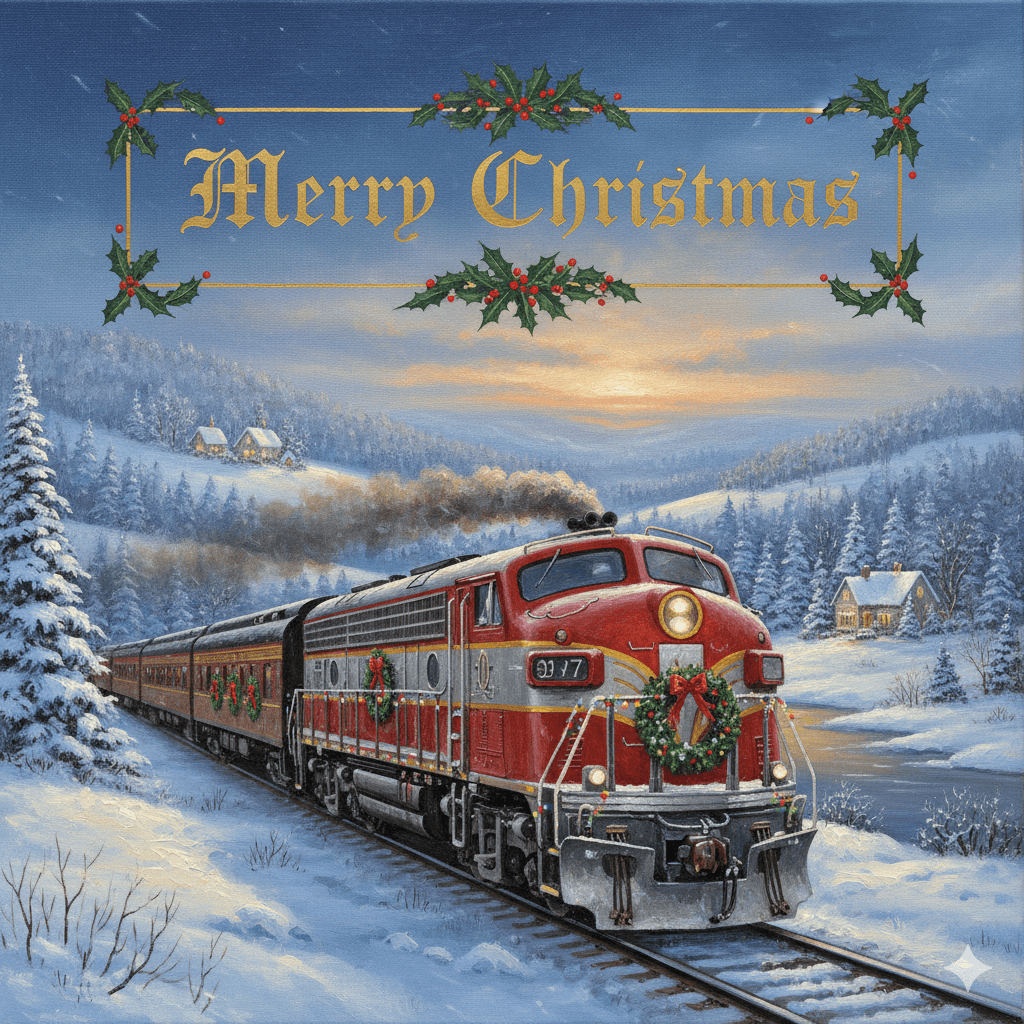 Christmas Card Bull Nose EMD F7 Gemini