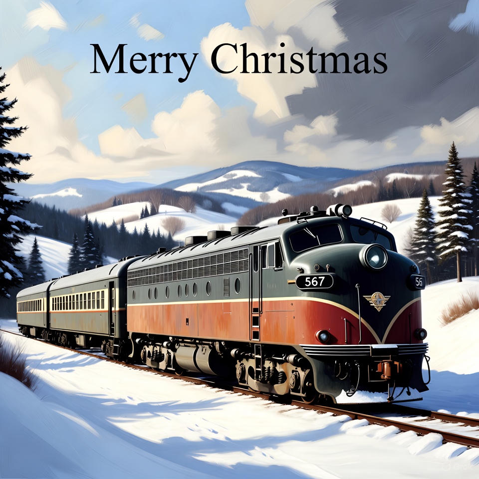 Christmas Card Bull Nose EMD F7 Grok