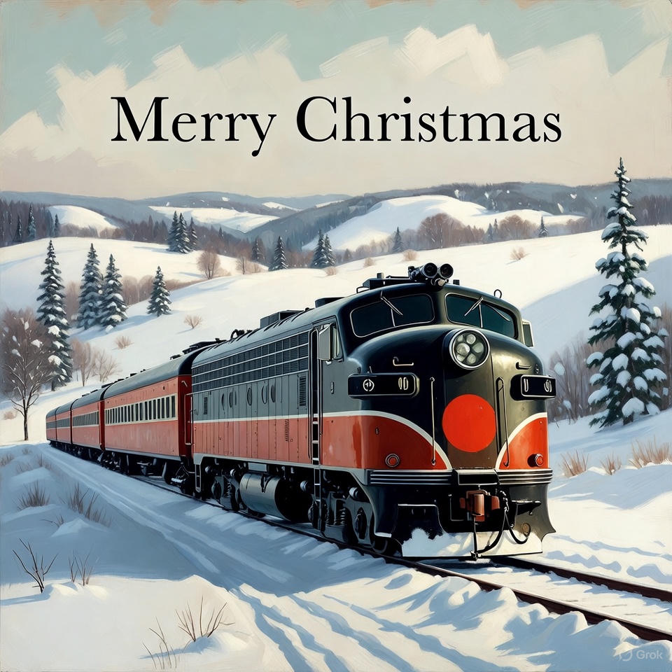 Christmas Card Bull Nose EMD F7 Grok