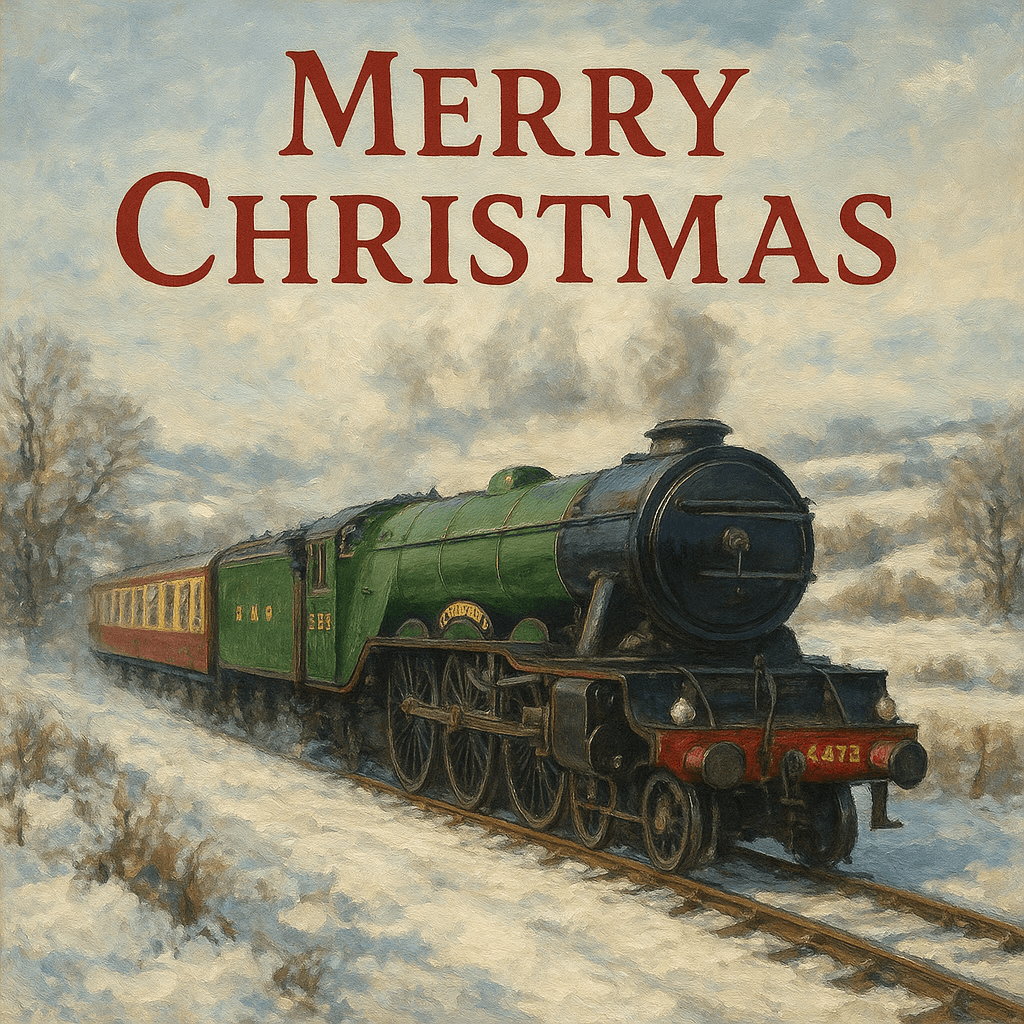 Christmas Card Flying Scotsman Chat GPT