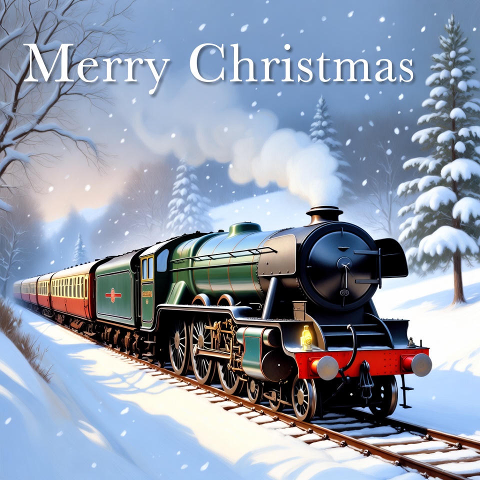 Christmas Card Flying Scotsman Grok