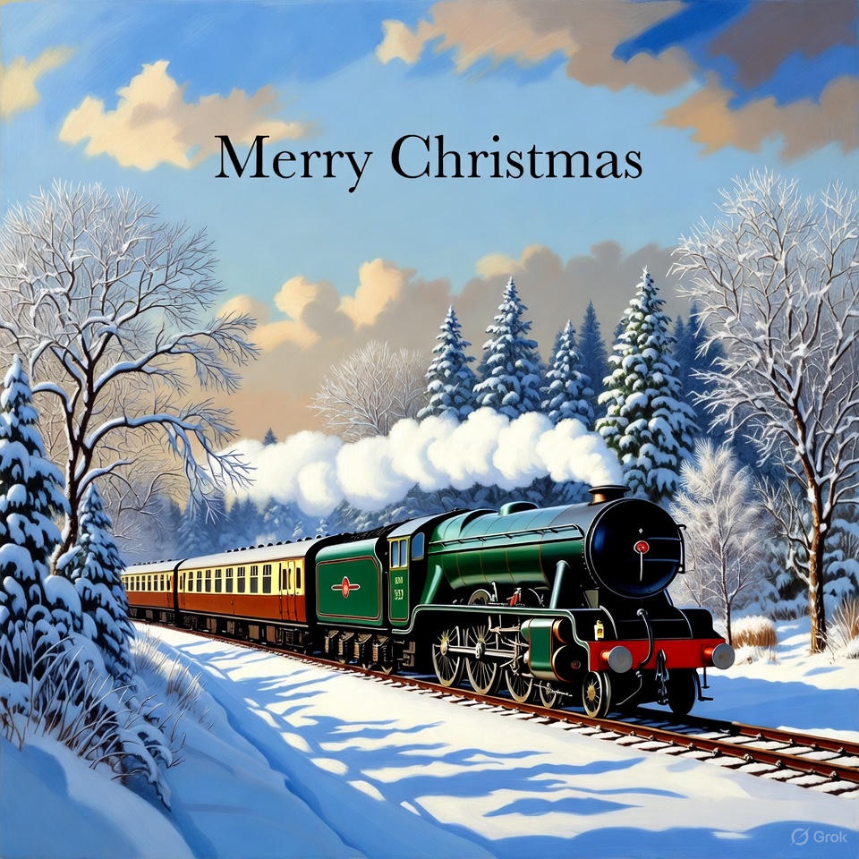 Christmas Card Flying Scotsman Grok