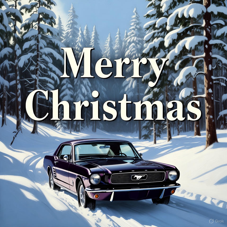 Christmas card Ford Mustang Grok