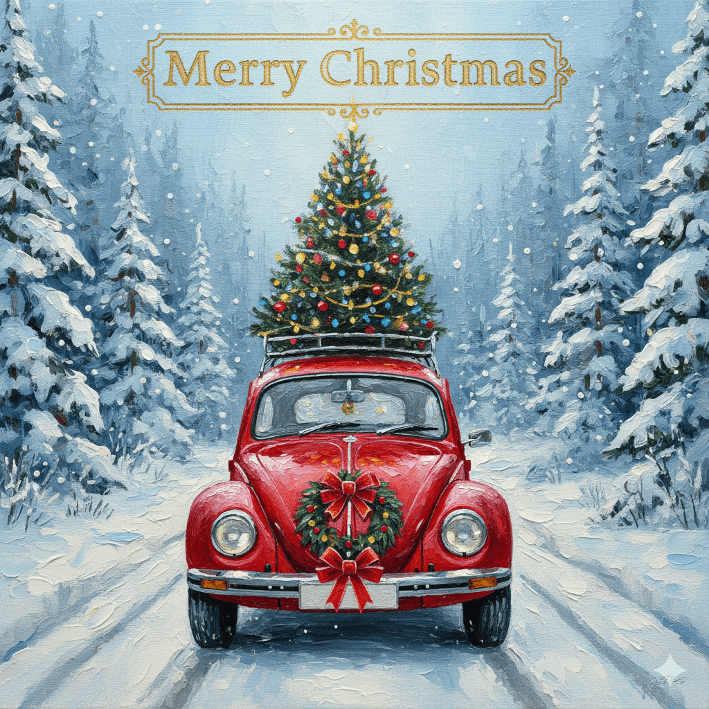 Christmas card VW Beetle Gemini