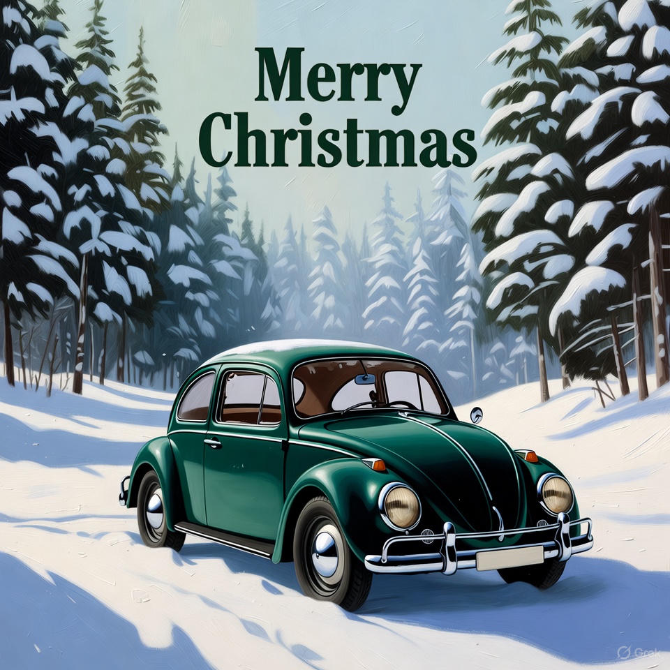 Christmas card VW Beetle Grok